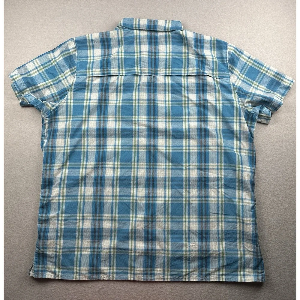 The North Face Button Down Shirt Mens XL Blue Fast Dry Mesh Vented Short Sleeve